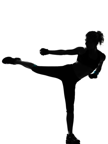 Mulher kickboxing postura boxer boxe — Fotografia de Stock