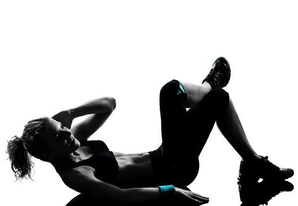 Mulher exercício aptidão postura abdominais empurrar para cima — Fotografia de Stock