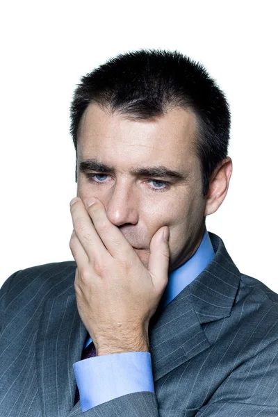 Closeup portrait of a pensive worried businessman — Stock Photo, Image