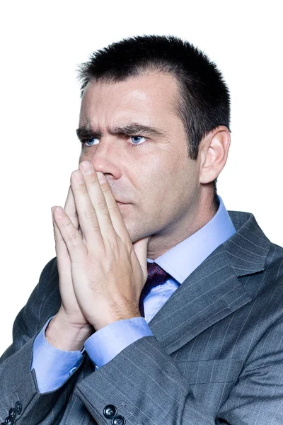Closeup portrait of a pensive worried businessman — Stock Photo, Image