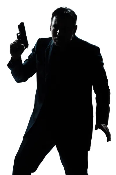 Silueta Portrét muže s pistolí Royalty Free Stock Fotografie