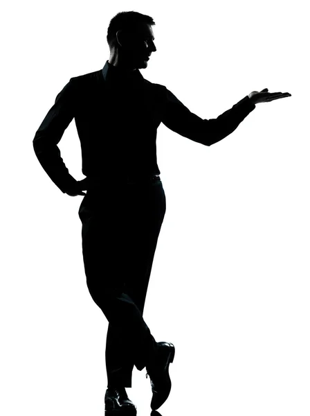 Un uomo d'affari mano aperta silhouette Foto Stock Royalty Free