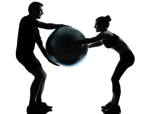 Ett par man kvinna utöva träning fitness Stockbild