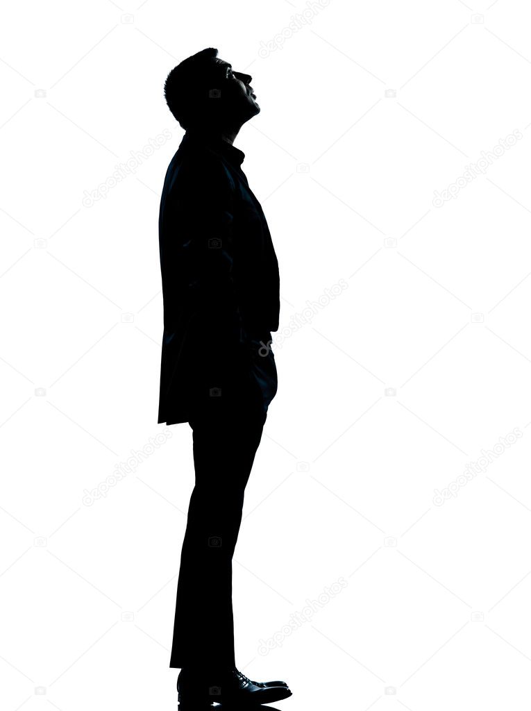 person walking looking up silhouette