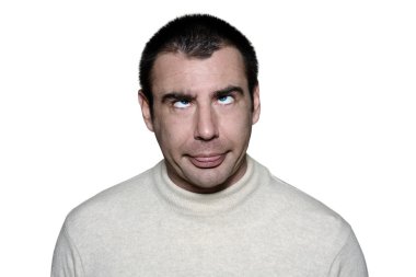 Close-up of man making a funny face clipart