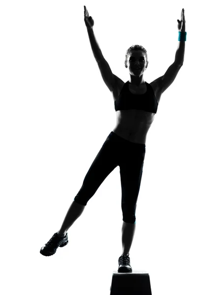 Nő gyakorló step és aerobik órák — Stock Fotó