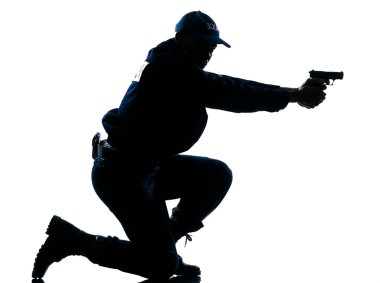 Police officer aiming gun clipart