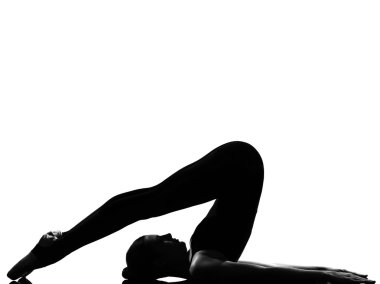 Woman ballet dancer halasana Shoulder Stand yoga pose clipart