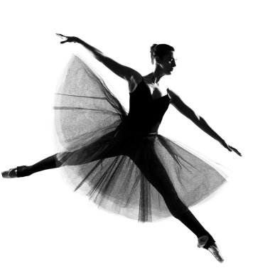 Woman ballet dancer leap dancing ballerina silhouette clipart