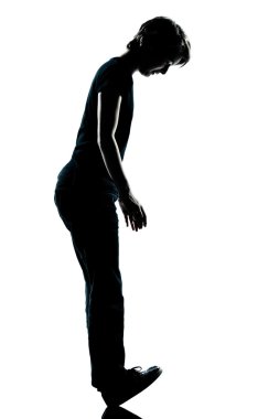 One young teenager boy or gir standing balancing on heels silhou clipart
