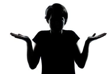 One young teenager boy or girl silhouette ignorant hesitation sh clipart