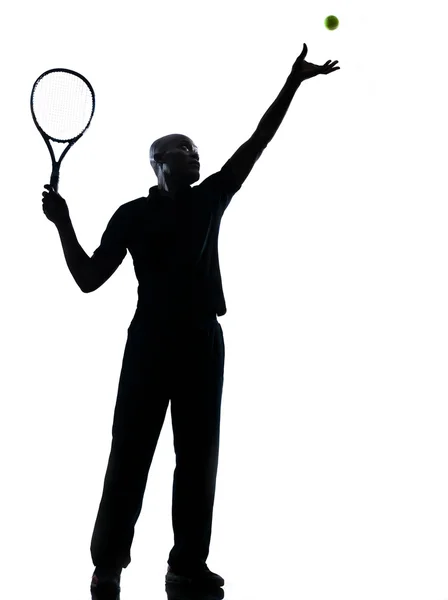 Muž tenista na služby — Stock fotografie