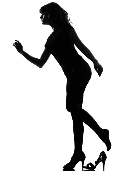 Silhouette Cinderella woman losing her shoe — Stock Photo, Image