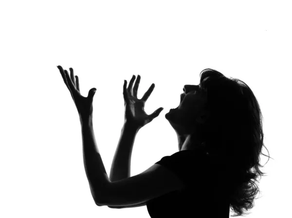 Silhouette woman angry screaming — Stock Photo, Image
