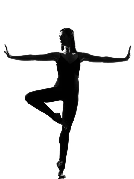 Γυναίκα μπαλέτου χορευτής στέκεται πόζα — Φωτογραφία Αρχείου