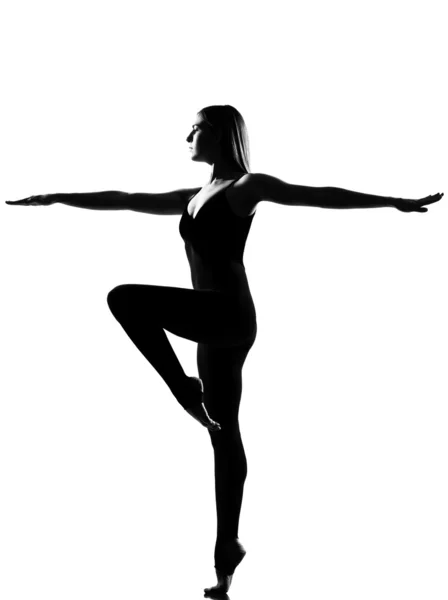 Kadın bale dansçısı ayakta poz — Stok fotoğraf