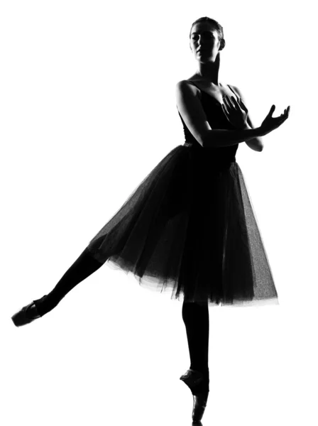 Vrouw ballerina ballet tutu danser dansen staande tiptoe pose — Stockfoto