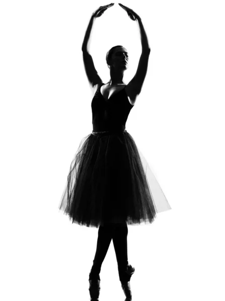 Žena baletka tutu baletkou taneční postavení špičkách pozice — Stock fotografie