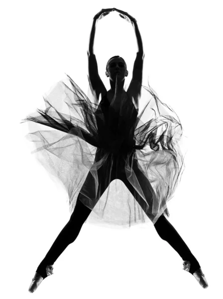 Woman ballet dancer leap dancing ballerina silhouette — Stock Photo ...