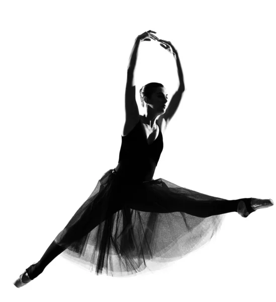 Bailarina de ballet mujer salto bailarina silueta —  Fotos de Stock