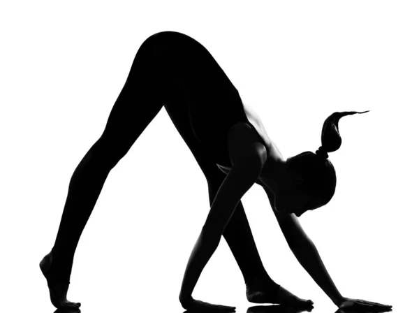 Woman ballet dancer stretching warming up — Stock Photo, Image