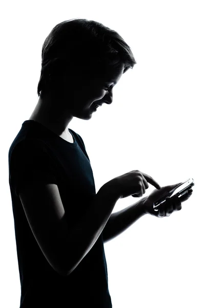 Um jovem adolescente menino ou menina telefone videofone vídeo game s — Fotografia de Stock