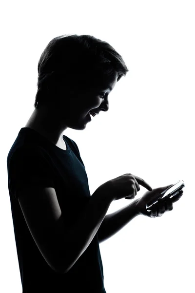 Ein junger Teenager Junge oder Mädchen Telefon Videospiele s — Stockfoto