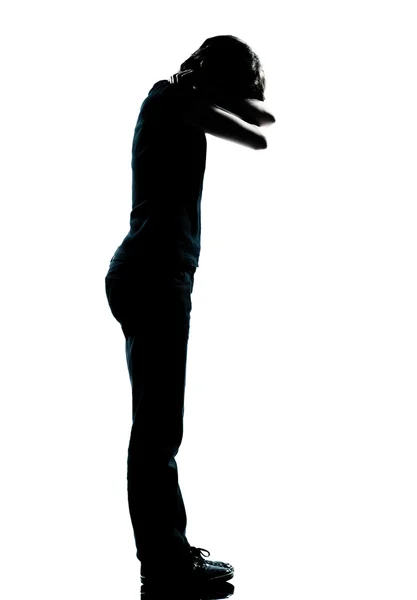 One young teenager boy or girl crying silhouette — Stock Photo, Image