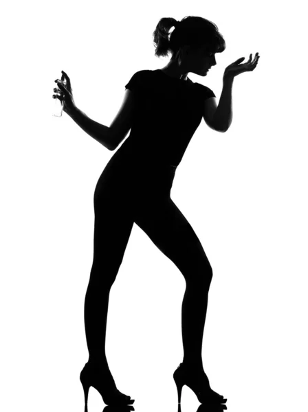 Silhouette woman smelling perfume — Stock Photo, Image