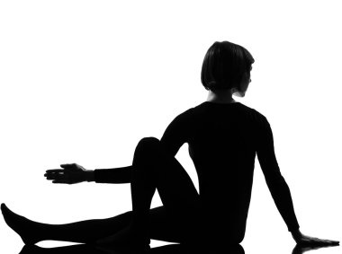 Woman Marichyasana yoga sage pose clipart