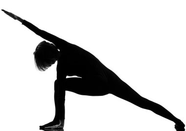 Utthita parsvakonasana woman yoga pose clipart