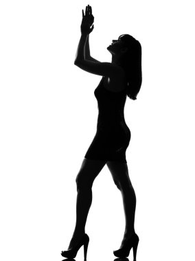 Stylish silhouette woman dancing happy clipart