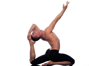 Man yoga Eka Pada Rajakapotasana King Pigeon pose clipart