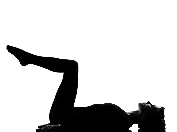 Woman exercising fitness yoga stretching — Stock Photo, Image