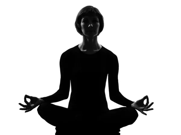 Frau Lotus Pose Yoga Padmasana — Stockfoto