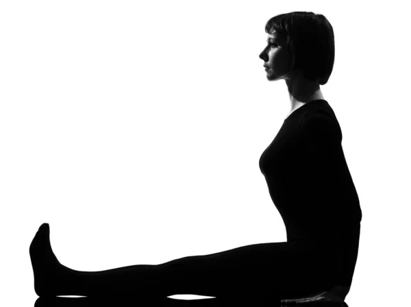 Mujer paschimottanasana yoga pose — Foto de Stock