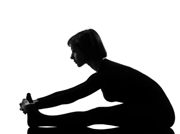 女人 paschimottanasana 瑜伽姿势 — 图库照片