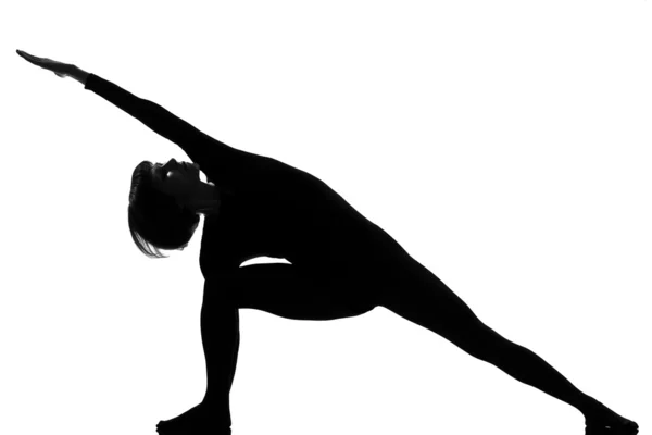 Utthita parsvakonasana kadın yoga pose — Stok fotoğraf