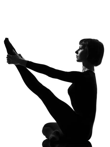Heron Parivrtta Krounchasana jelent a jóga nő — Stock Fotó