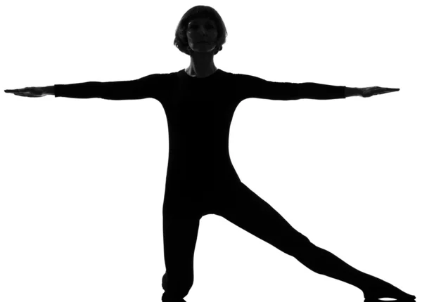 Mujer parighasana pose puerta mujer yoga —  Fotos de Stock