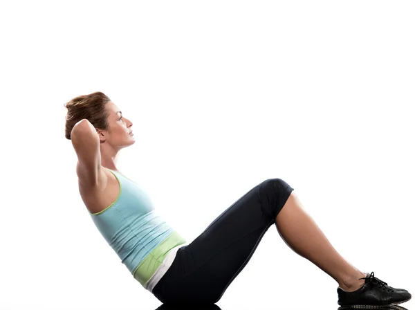 Abdominal workout posture. Floor Abdominals Basic — Stock Photo, Image