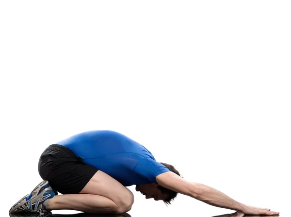 Hombre paschimottanasana yoga pose estiramiento postura entrenamiento —  Fotos de Stock