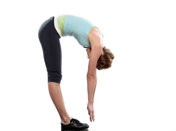 Kadın sun salutation yoga surya namaskar poz egzersiz — Stok fotoğraf