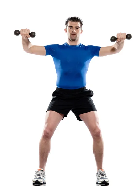 Hombre entrenamiento con pesas Worrkout Postura —  Fotos de Stock