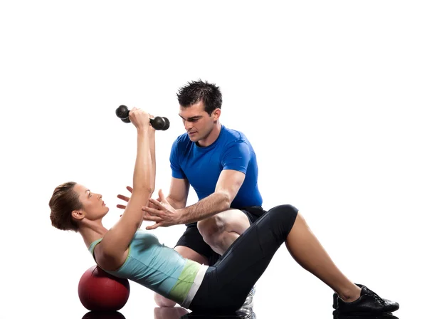 Adam aerobik eğitmeni egzersiz konumlandırma — Stok fotoğraf