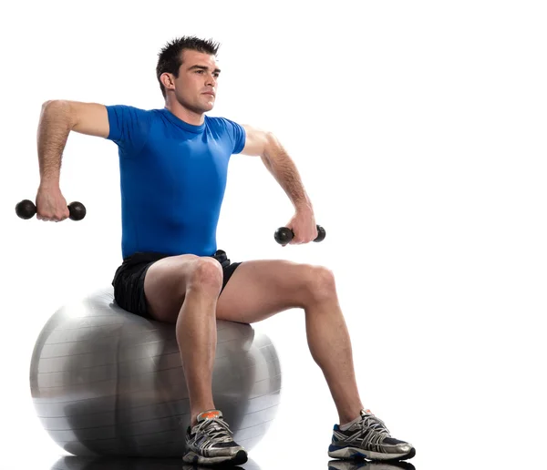 Hombre fitness ball Entrenamiento Entrenamiento de pesaje de postura —  Fotos de Stock