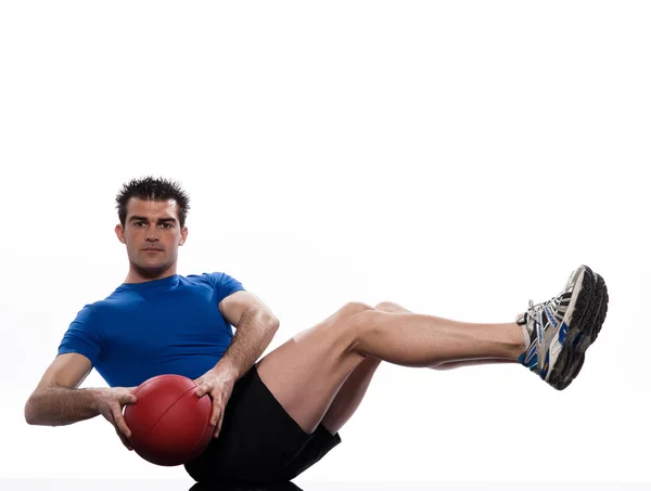 Uomo palla fitness Worrkout Postura esercizio — Foto Stock