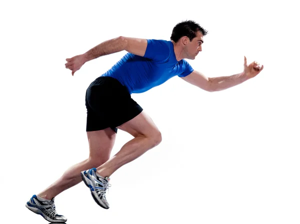 Perfil de homem correndo sprinting comprimento total — Fotografia de Stock