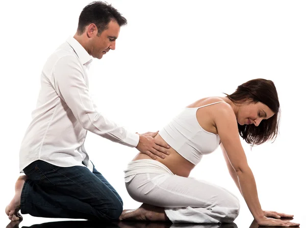 Paar verwachten baby massage — Stockfoto