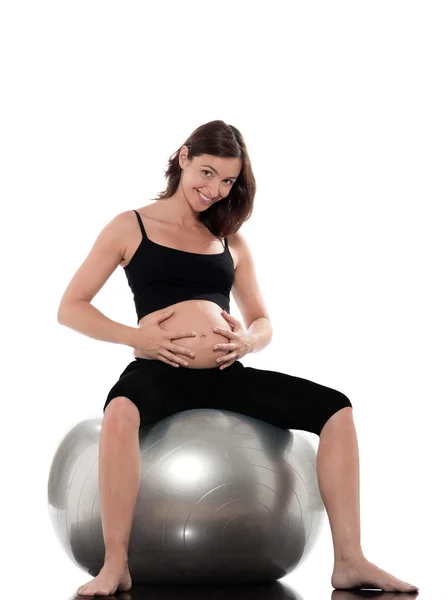 Беременная женщина веселая — стоковое фото